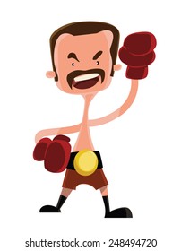 Mad boxer fighter vector illustration cartoon character
