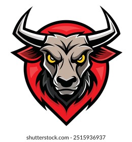 Mad Bull Cabeça esporte Mascote Logo Ilustração 
