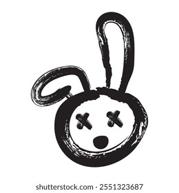 mad bunny geometric shape brush doodle icon