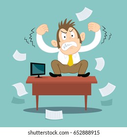 Mad business monkey, vector illustration cartoon