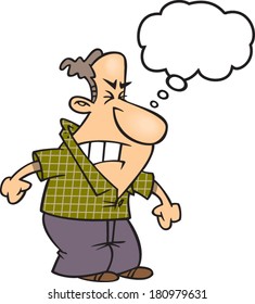 mad cartoon man with a thought bubble above his head