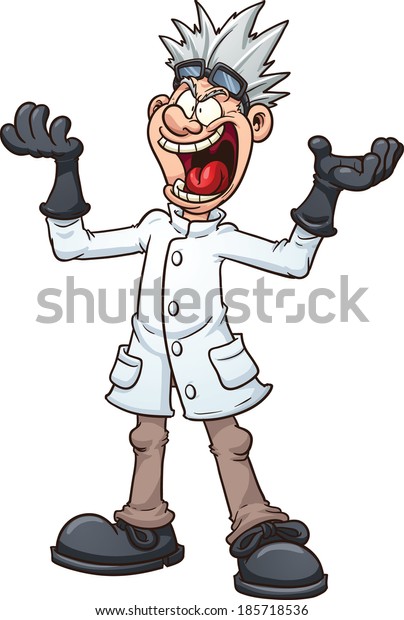 Mad Cartoon Scientist Vector Clip Art Stock Vector (Royalty Free) 185718536