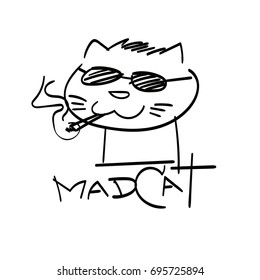  a mad cat hand drawn