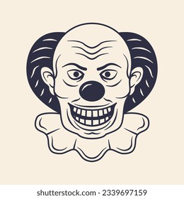 Mad Clown icon. Clown icon isolated on white background. Print for t-shirt, typography. Vector illustration