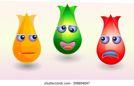 Mad colored union tulpin drop icons set