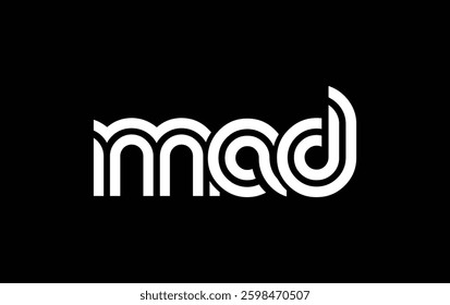 MAD Creative Unique Modern Letter Logo Design. Stylized logo featuring a unique letter design, presenting abstract minimalist aesthetics and modern appeal.