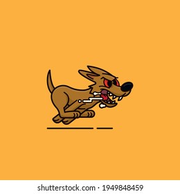 Mad dog running and slobbering cartoon character vector illustration for World Rabies Day in September 28