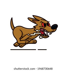 Mad dog running and slobbering cartoon character isolated vector illustration for World Rabies Day in September 28
