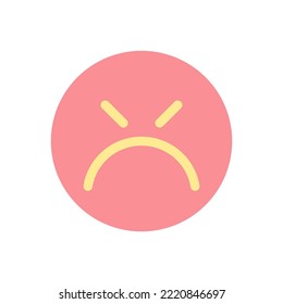 Mad emoticon flat color ui icon. Emotional expression. Negative feedback. Annoyed and irritated client. Simple filled element for mobile app. Colorful solid pictogram. Vector isolated RGB illustration