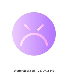 Icono de ui de dos colores de gradiente plano emoticono blanco. Expresión emocional. Cliente enojado e irritado. Pictograma simple relleno. GUI, diseño UX para aplicaciones móviles. Ilustración RGB aislada por vectores