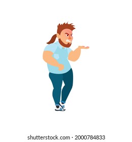 Mad Fatty Man Shouting At Waiter In Restaurant Cartoon Vector. Mad Fatty Man Shouting At Waiter In Restaurant Character. Isolated Flat Cartoon Illustration