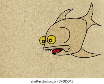 mad fish on grunge background