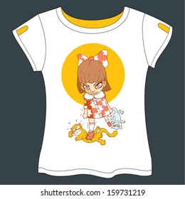 Mad Girl Vector illustration - T-shirt Template