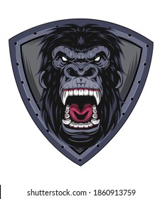 Mad gorilla mascot. gorilla sign.