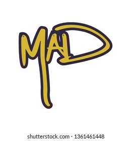 Mad. Hand lettering vector design.