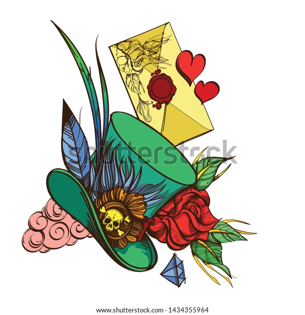 Mad Hatters Hat Letter Rose On Stock Vector Royalty Free - mad hatter roblox id full song