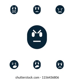 Mad icon. collection of 7 mad filled icons. editable mad icons for web and mobile.
