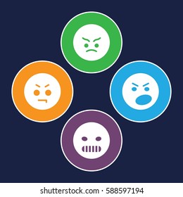 mad icons set. Set of 4 mad filled icons such as 