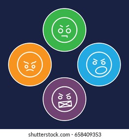 Mad icons set. set of 4 mad outline icons such as