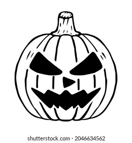 Mad Jack O Lantern glyph icon, halloween pumpkin isolated