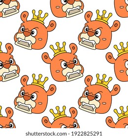 mad lion king seamless pattern textile print. Great for summer vintage fabric, scrapbooking, wallpaper, giftwrap. repeat pattern background design