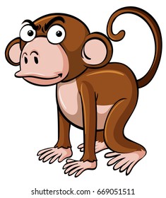 Mad monkey on white background