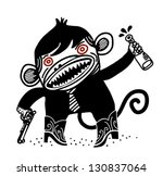 Mad monkey with pistol and bottle