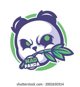 Mad Panda mascot cartoon logo vector illustration.