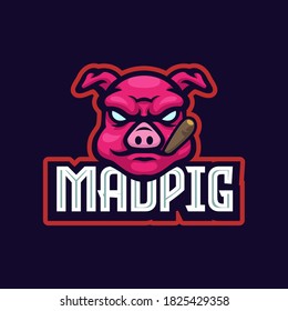 Mad pig team e-sport mascot logo emblem