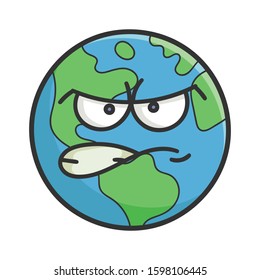 Mad planet earth cartoon illustration isolated on white