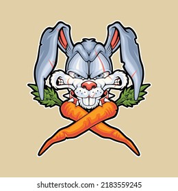 mad rabbit cartoon mascot illustration