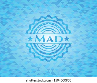 Mad realistic sky blue emblem. Mosaic background
