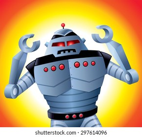 Mad Robot with Arms Up