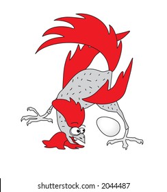 Mad Rooster With Egg (vector illustration)