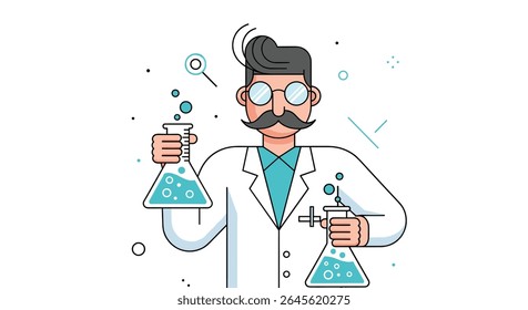 Mad Scientist Conducting Chemical Experiment in Laboratory
