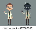 Mad Scientist. Failed Experiment: Burned. Vector Illustration