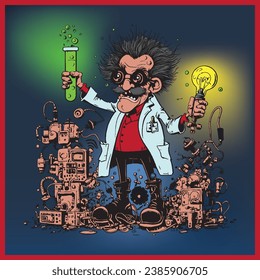 Mad scientist at his laboratory