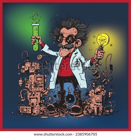 Mad scientist at his laboratory