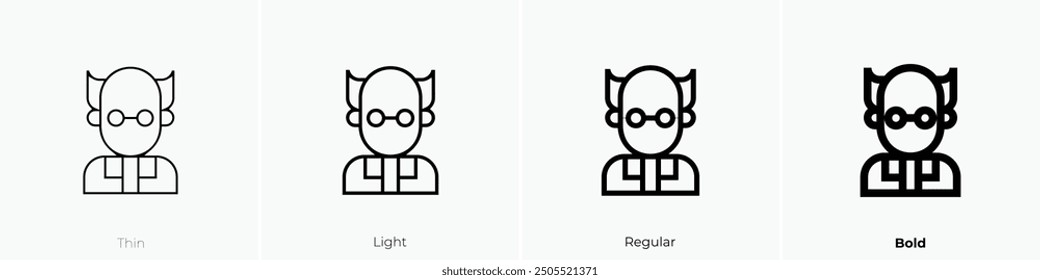 mad scientist icon. Thin, Light Regular And Bold style design isolated on white background