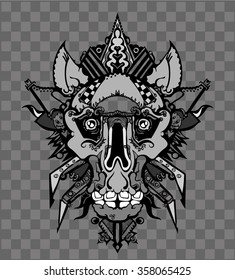 Mad skull. Abstraction of the skull. Art evil. Totem.
