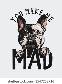 mad slogan with angry dog illustration