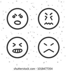 Mad Smiley icons. Angry and bad emoticons symbols.