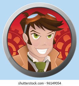 Mad Steampunk Boy - vector