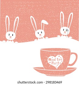 Mad tea party card. Vector illustration. Tea time party invitation.
