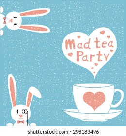 Mad tea party card. Vector illustration. Tea time party invitation.