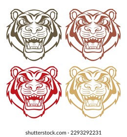 Mad Tiger Vector Illustration. Tiger's Face
