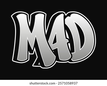 Mad word trippy psychedelic graffiti style letters. Vector hand drawn doodle cartoon logo Mad illustration