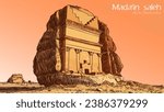 Mada 'in Saleh, Al ula, Saudi Arabia vector art