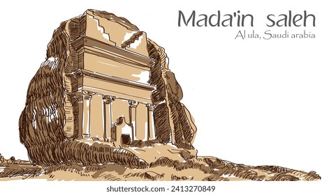 Mada 'in Saleh, Al ula, Saudi Arabia Illustration vector art