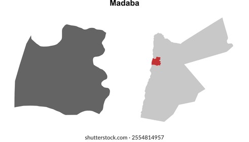 Madaba governorate blank outline map set